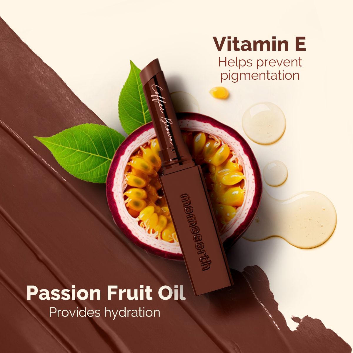 Mamaearth Luxe Matte Long Stay Lipstick with Passion Fruit Oil & Vitamin E, 2g | Coffee Brown - Image 5 - Buy from Indicrest