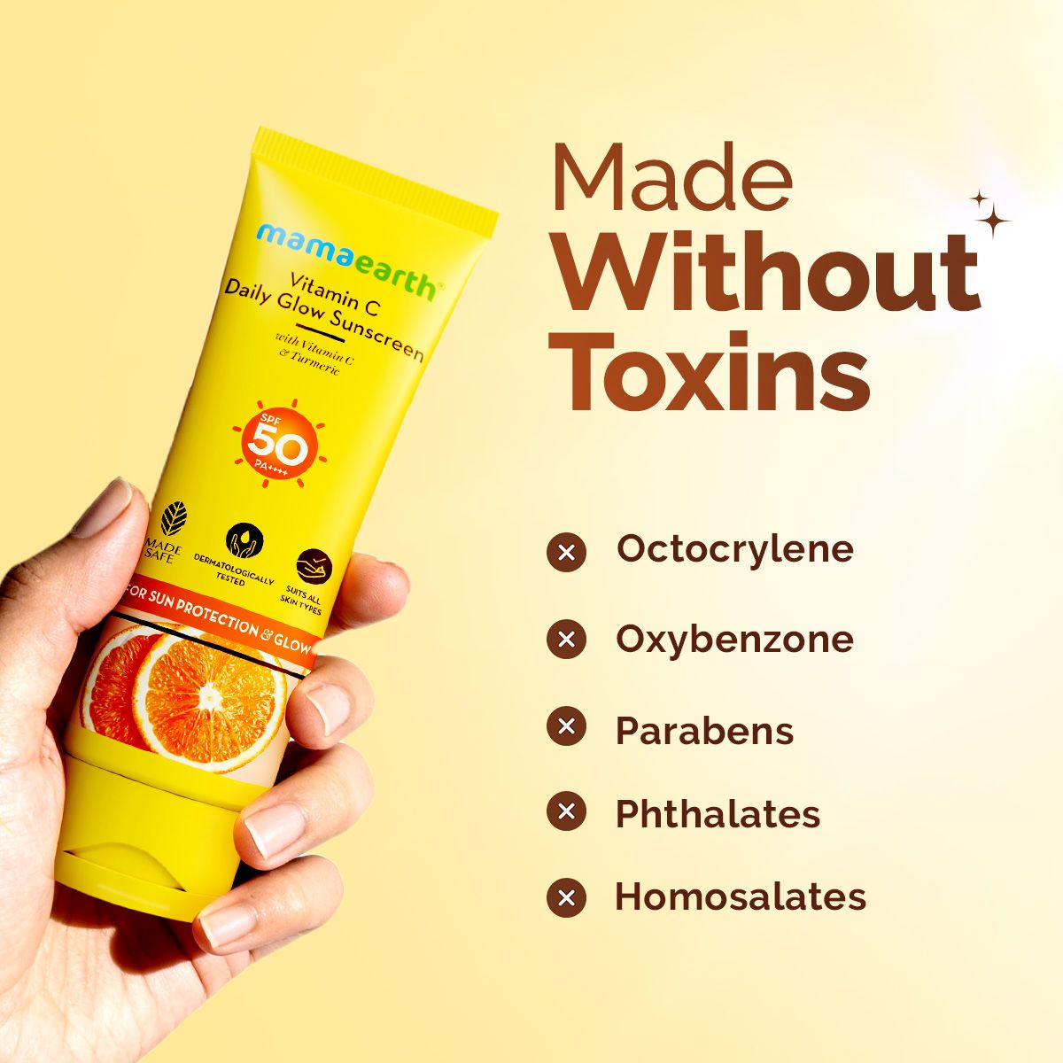 Mamaearth Vitamin C Daily Glow Sunscreen with Vitamin C & Turmeric for Sun Protection & Glow, 125 g - Image 5 - Buy from Indicrest