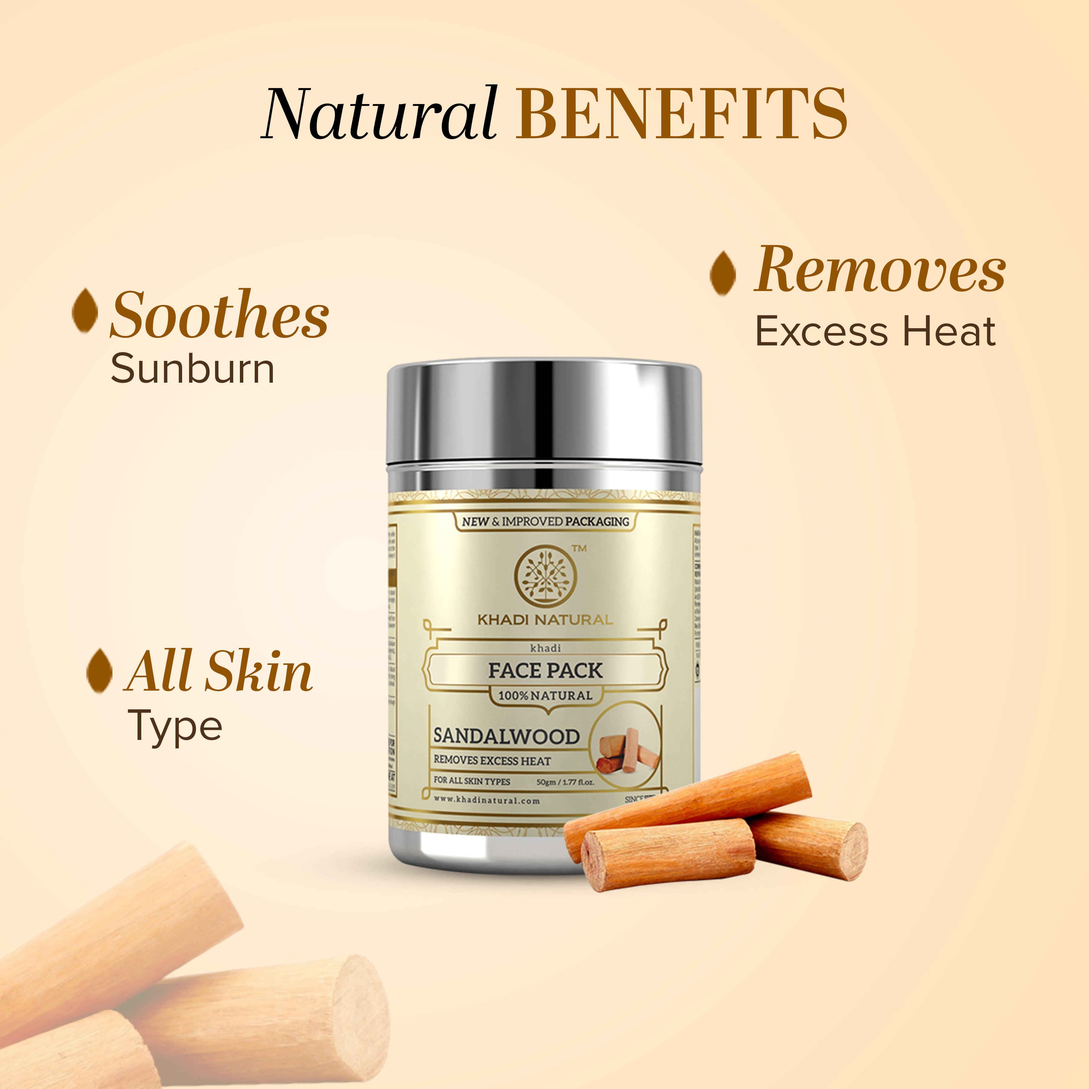 Khadi Natural Sandalwood Face Pack - 50gm - Image 3 - Buy from Indicrest
