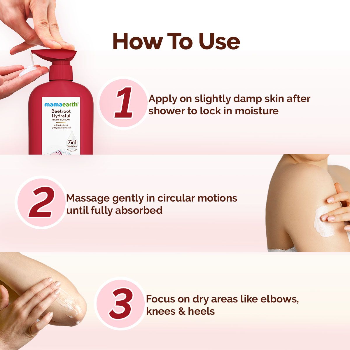 Mamaearth Beetroot Hydraful Body Lotion with Beetroot & Hyaluronic Acid & for Natural Pink Glow, 400ml - Image 2 - Buy from Indicrest