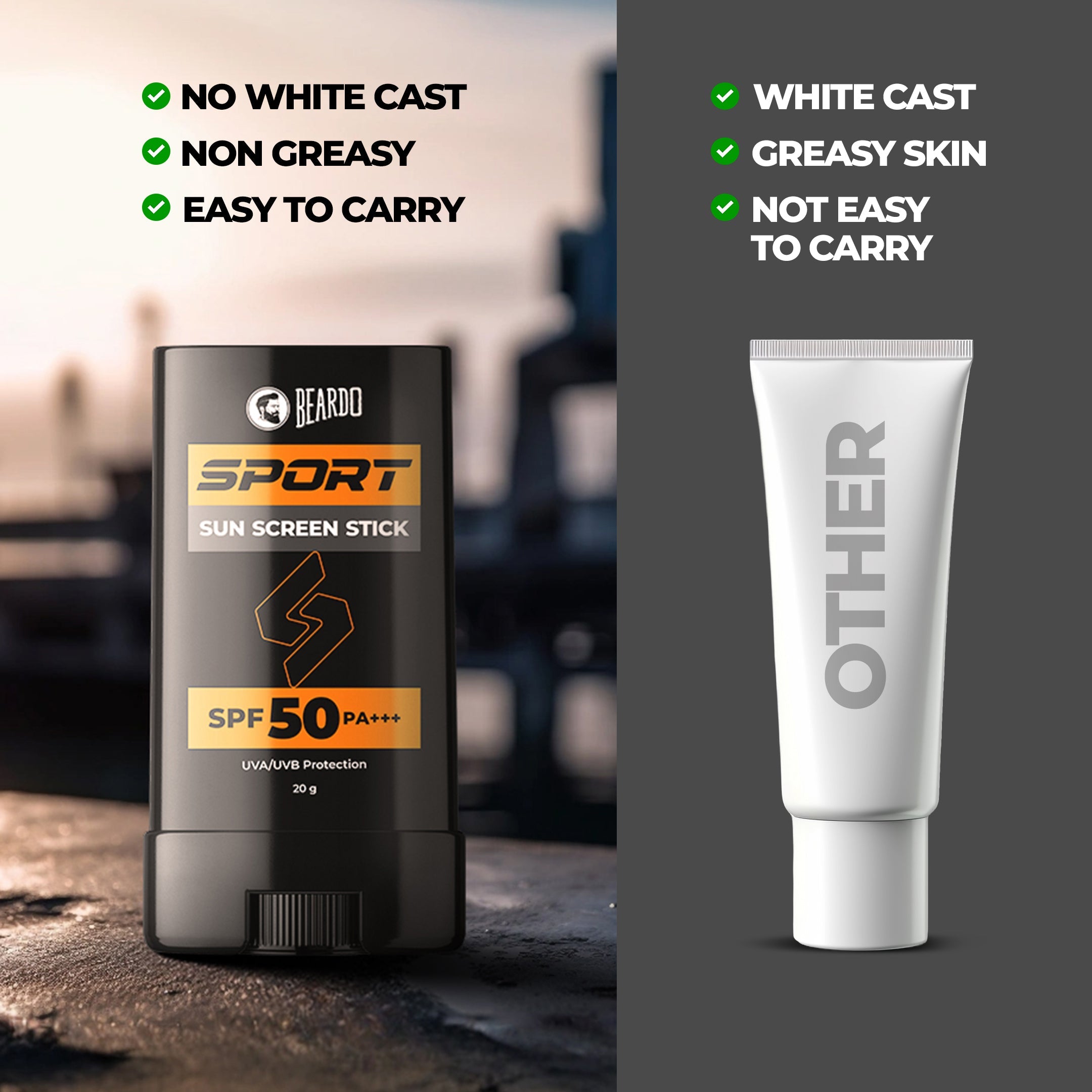 Beardo Sport Sunscreen Stick SPF50 20g - Image 4 - Buy from Indicrest