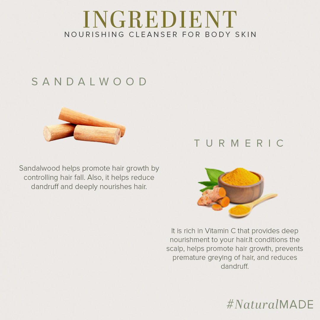 Khadi Natural Sandalwood & Turmeric Body Wash SLS & Paraben Free - 210ml - Image 4 - Buy from Indicrest