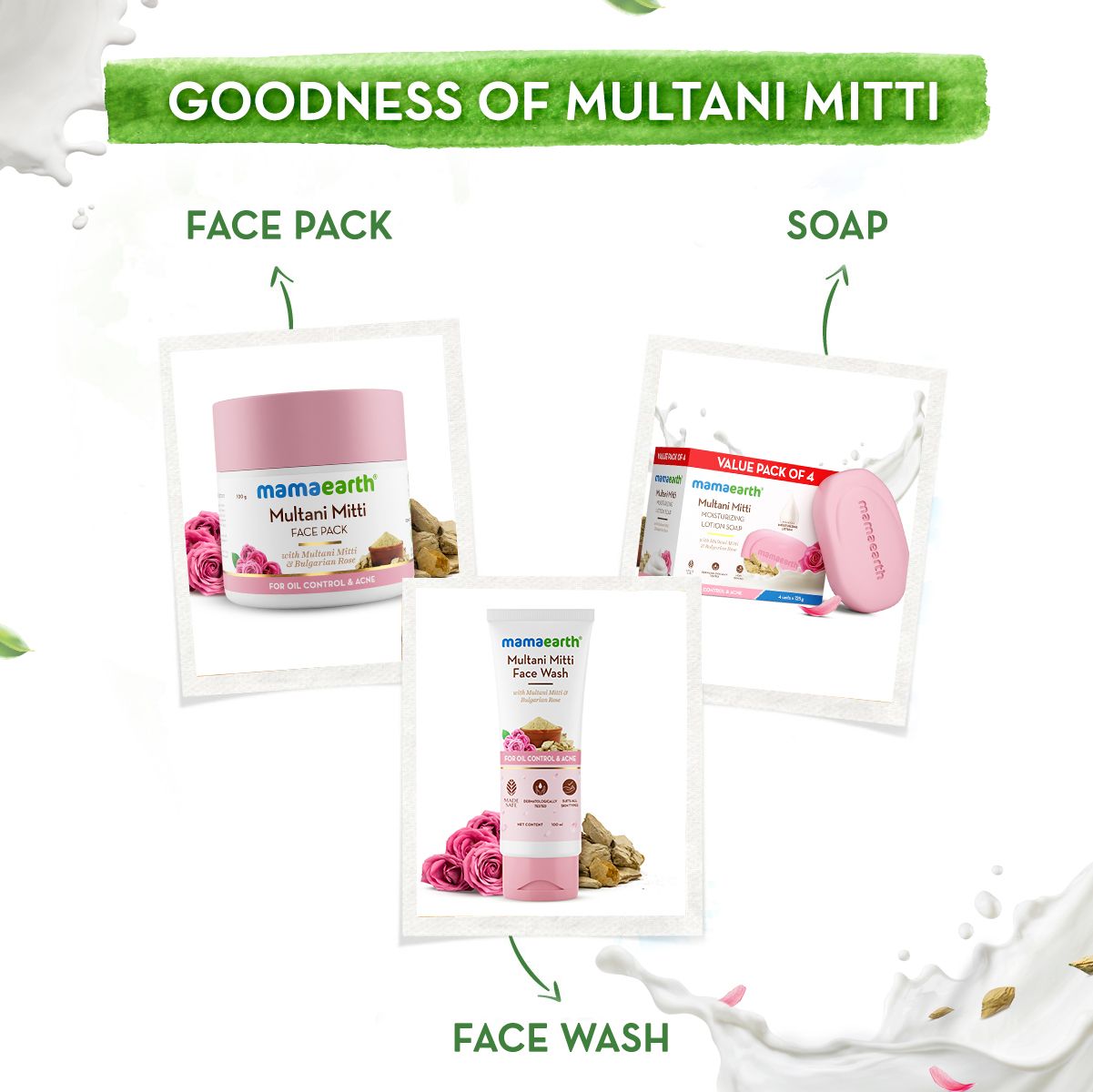 Mamaearth Multani Mitti Moisturizing Lotion Soap (3 + 1 Free) (125g x 4) - Image 7 - Buy from Indicrest