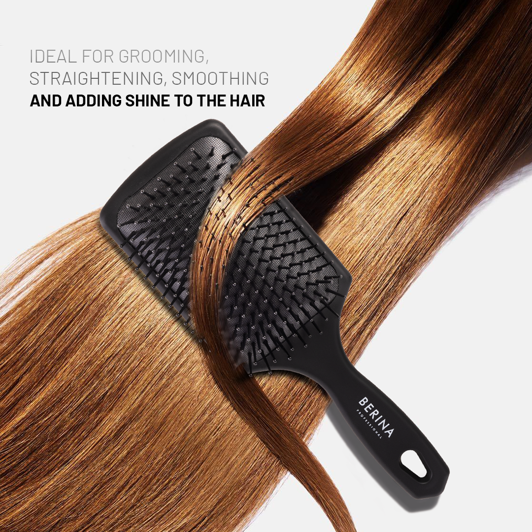 Berina Professional Detangle Pro Paddle Brush | Gentle Detangling Without Breakage or Hair Pull, Brush