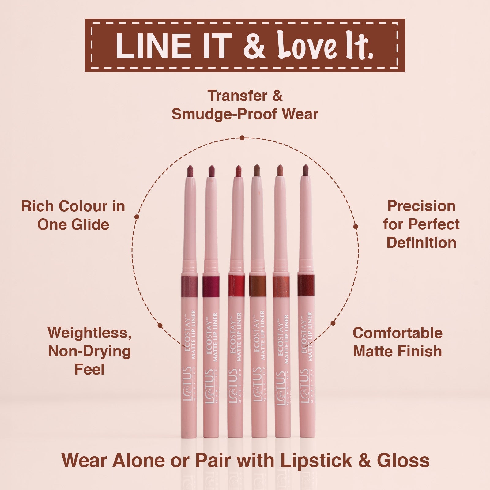 Lotus Herbals Make-Up Ecostay Matte Lip Liner, Deep Earth Espresso, 0.3g