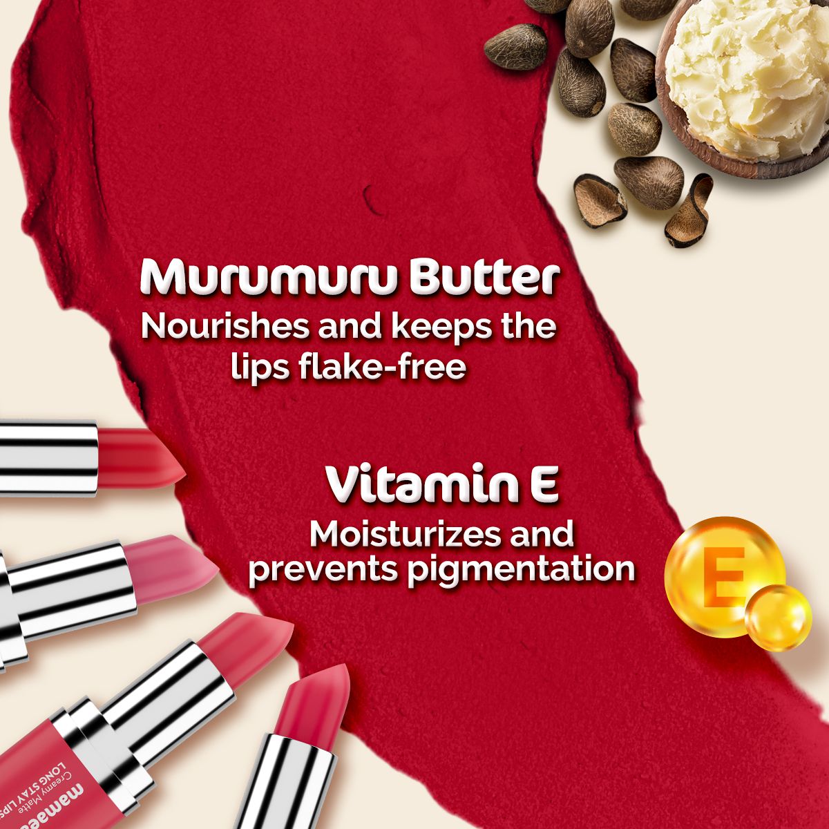 Mamaearth Creamy Matte Long Stay Lipstick with Murumuru Butter and Vitamin E, 4.2g | Tulip Magenta - Image 3 - Buy from Indicrest