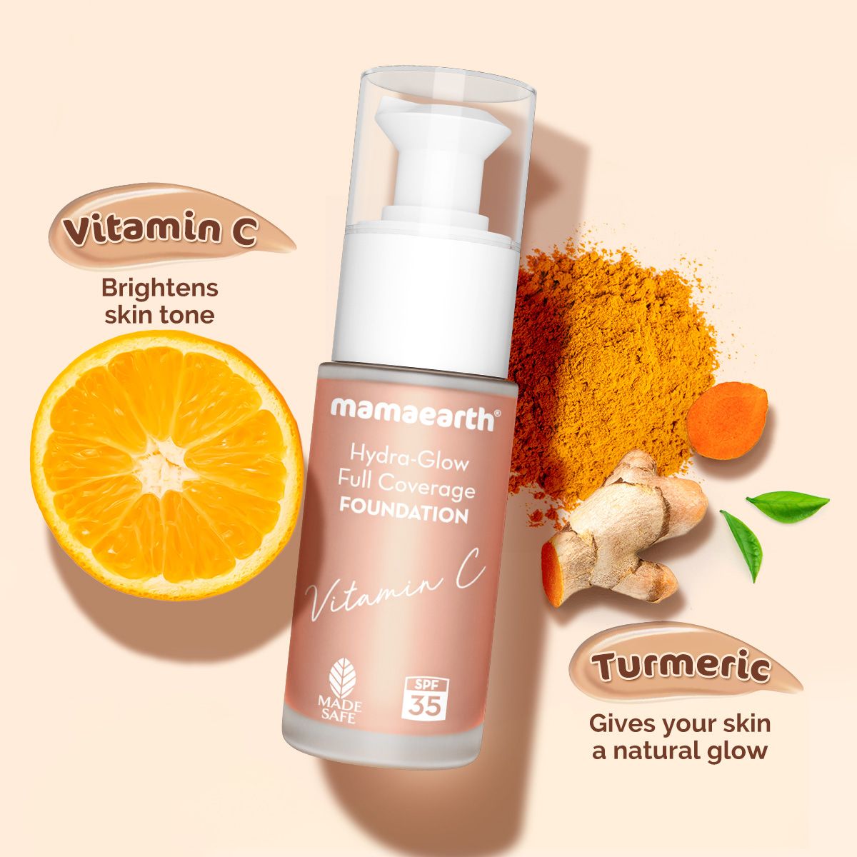 Mamaearth Hydra-Glow Full Coverage Foundation With Vitamin C & Turmeric, 30ml | Ivory Glow - Image 3 - Buy from Indicrest