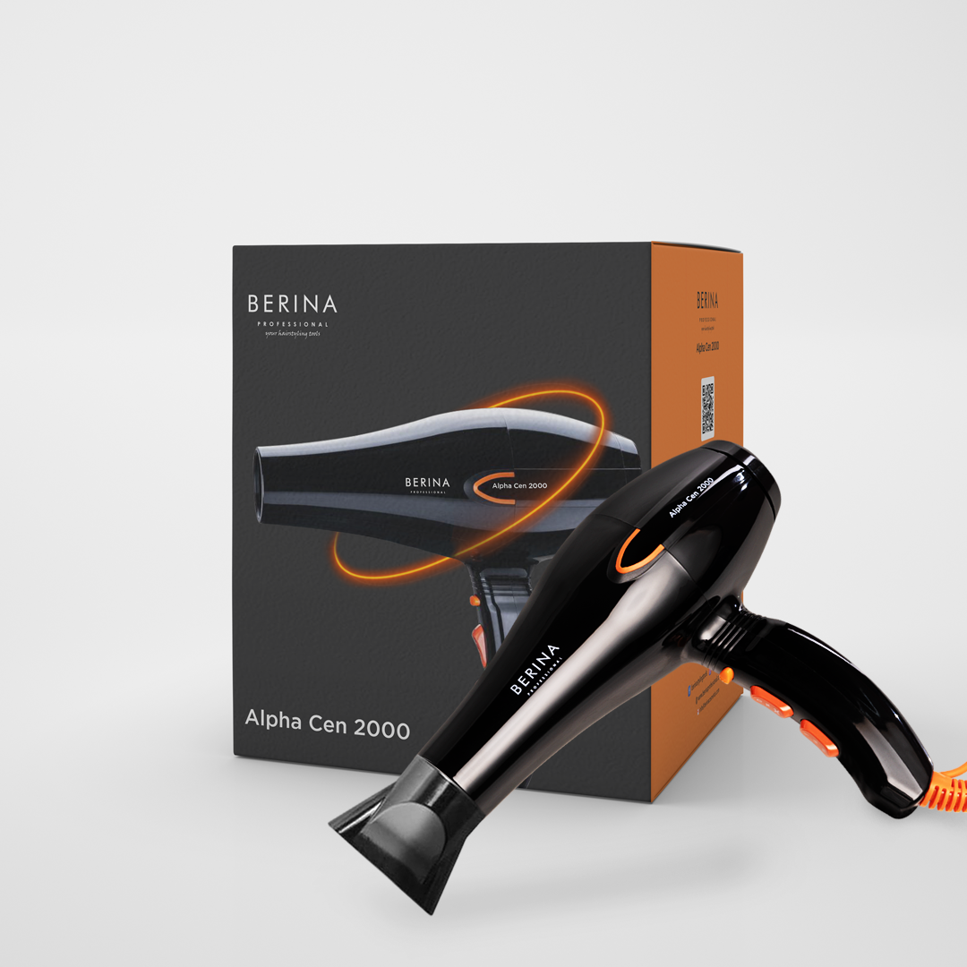 Berina Professional Alpha Cen Black BC-5525 Hair Dryer | Professional Performance & Efficient Drying, BC-5525
