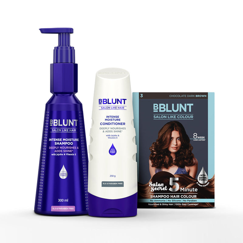 Bblunt 5 Min Choco Color Shampoo + Intense Moisture Combo - Buy from Indicrest