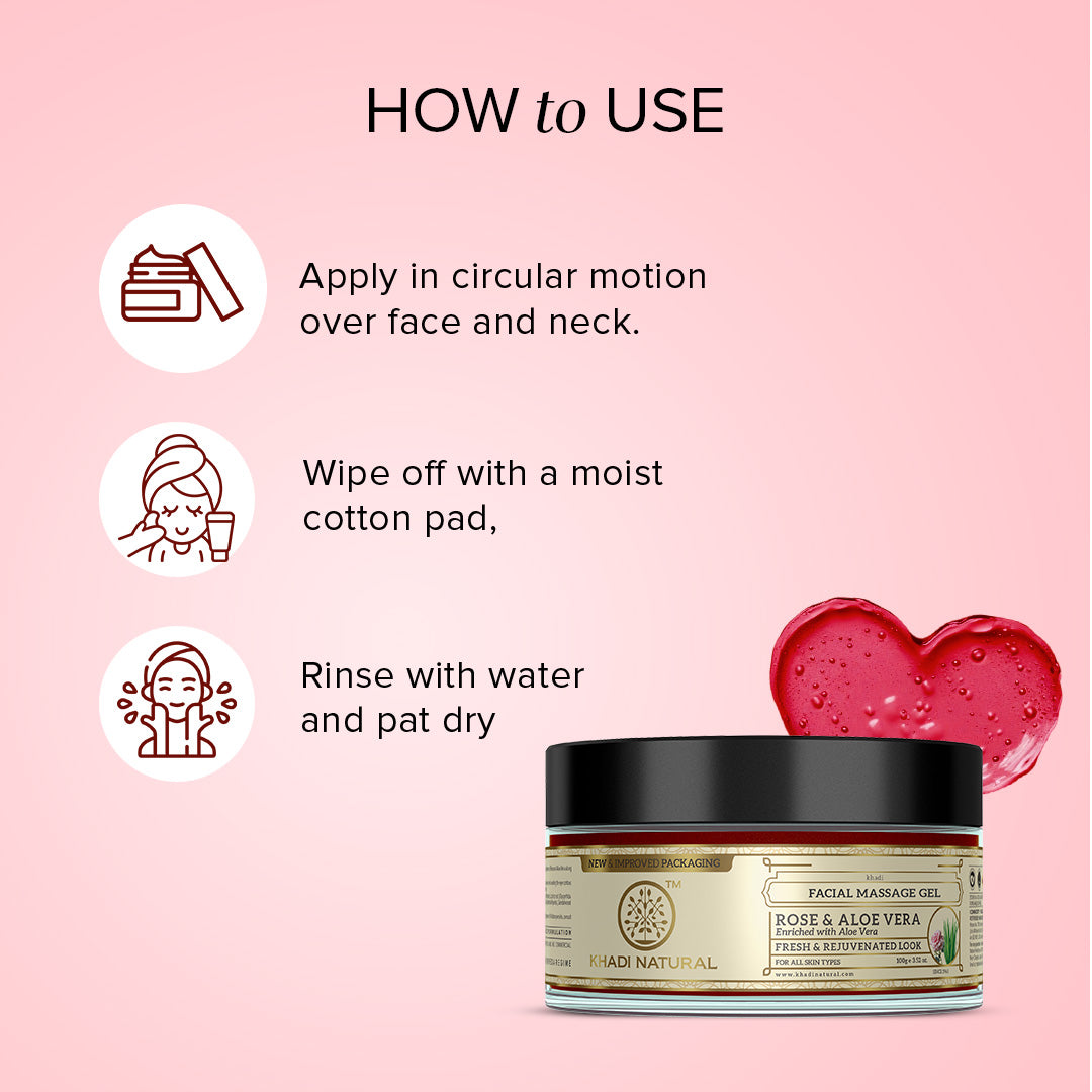 Khadi Natural Rose & Aloevera Facial Massage Gel - 100gm - Image 4 - Buy from Indicrest
