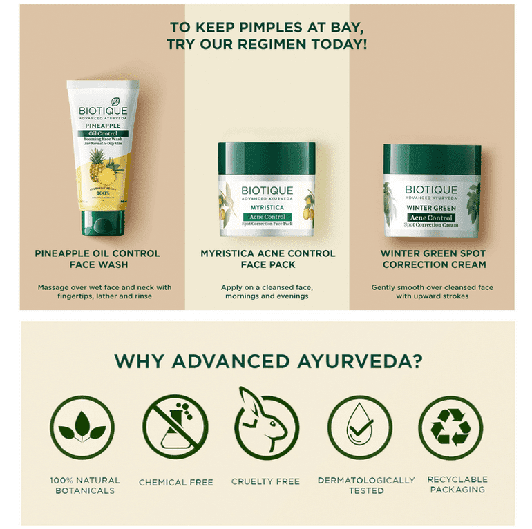Biotique Myristica acne control spot correction face pack, 20g - Image 6 - Buy from Indicrest