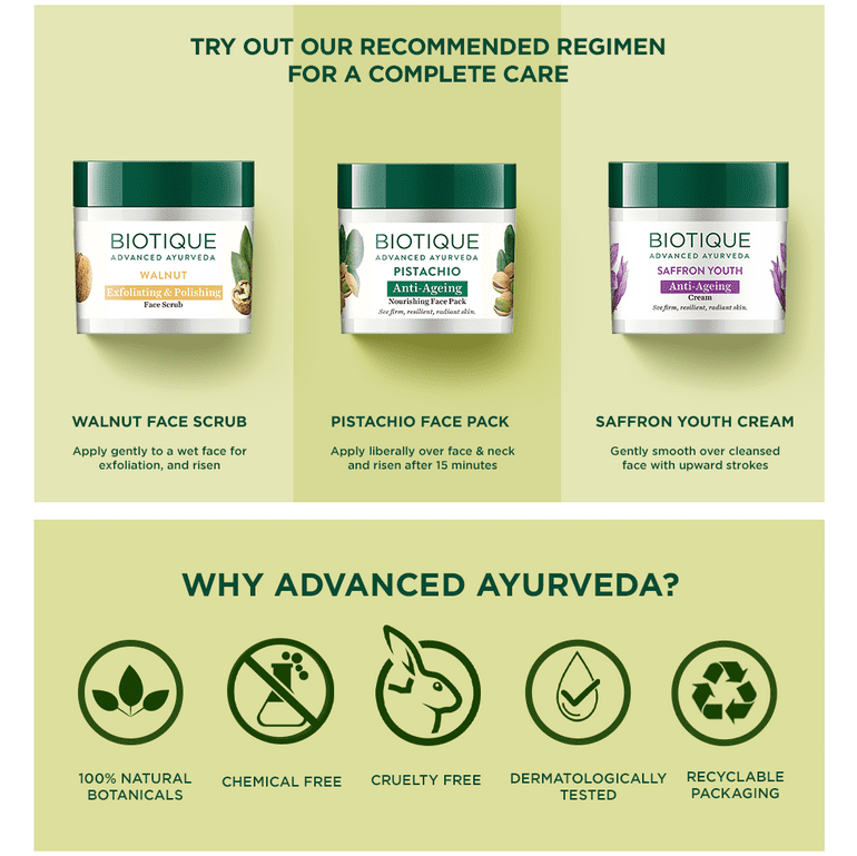 Biotique Pistachio Anti Ageing Nourishing Face Pack, 175g - Image 7 - Buy from Indicrest