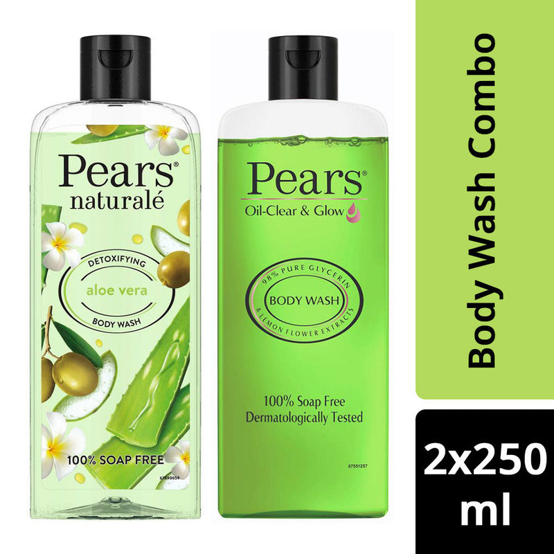 Pears Oil Clear & Glow And Naturale Detoxifying Aloevera Body Wash Combo Buy at Indicrest