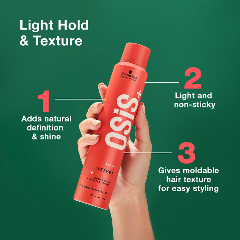 Schwarzkopf Professional OSiS+ Velvet Lightweight Wax-Effect Spray, 200ml Buy at Indicrest Image 3