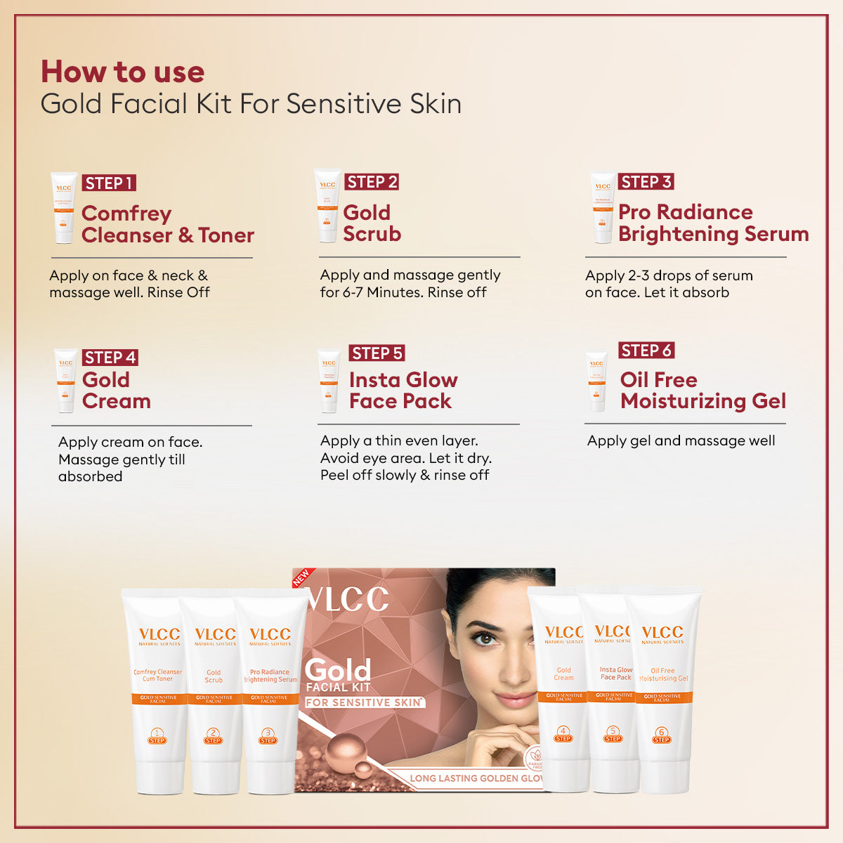 VLCC Honey Moisturiser and Gold Facial kit for Sensitive Skin Combo - Image 5 - Buy from Indicrest