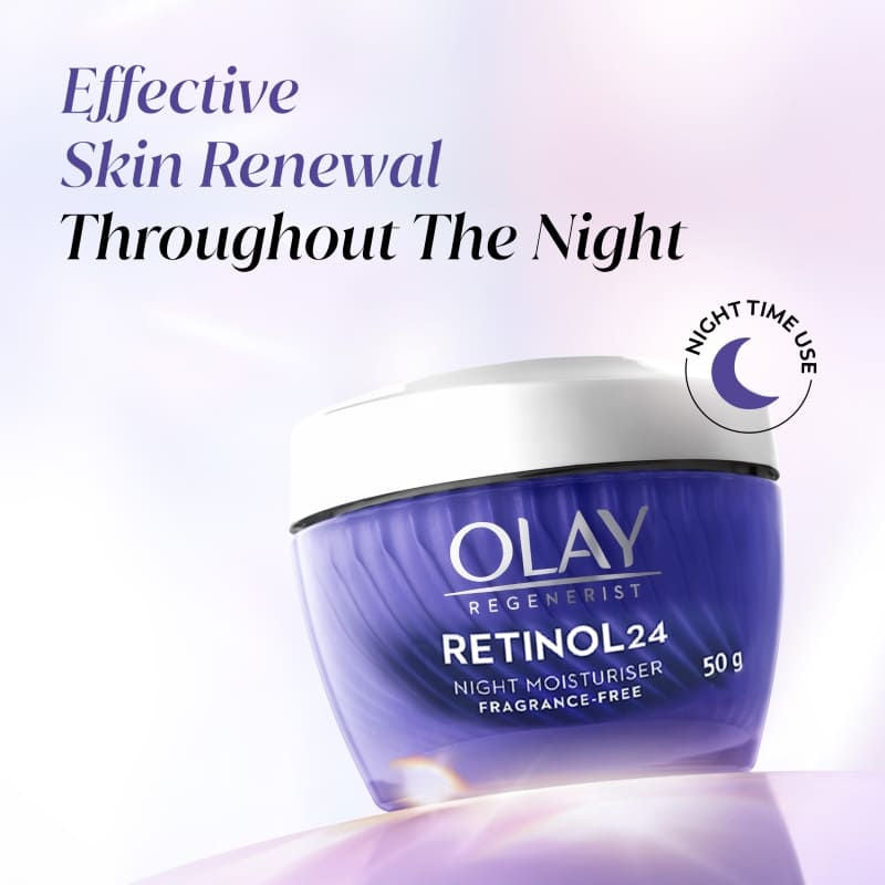 Olay Retinol 24 Night Moisturiser Renews & Resurfaces Skin No Redness Or Irritation Fragrance Free, 8g Buy at Indicrest Image 6