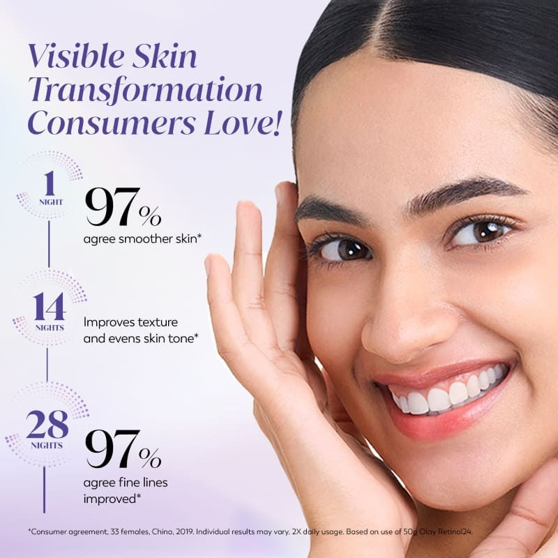Olay Retinol 24 Night Moisturiser Renews & Resurfaces Skin No Redness Or Irritation Fragrance Free, 8g Buy at Indicrest Image 7