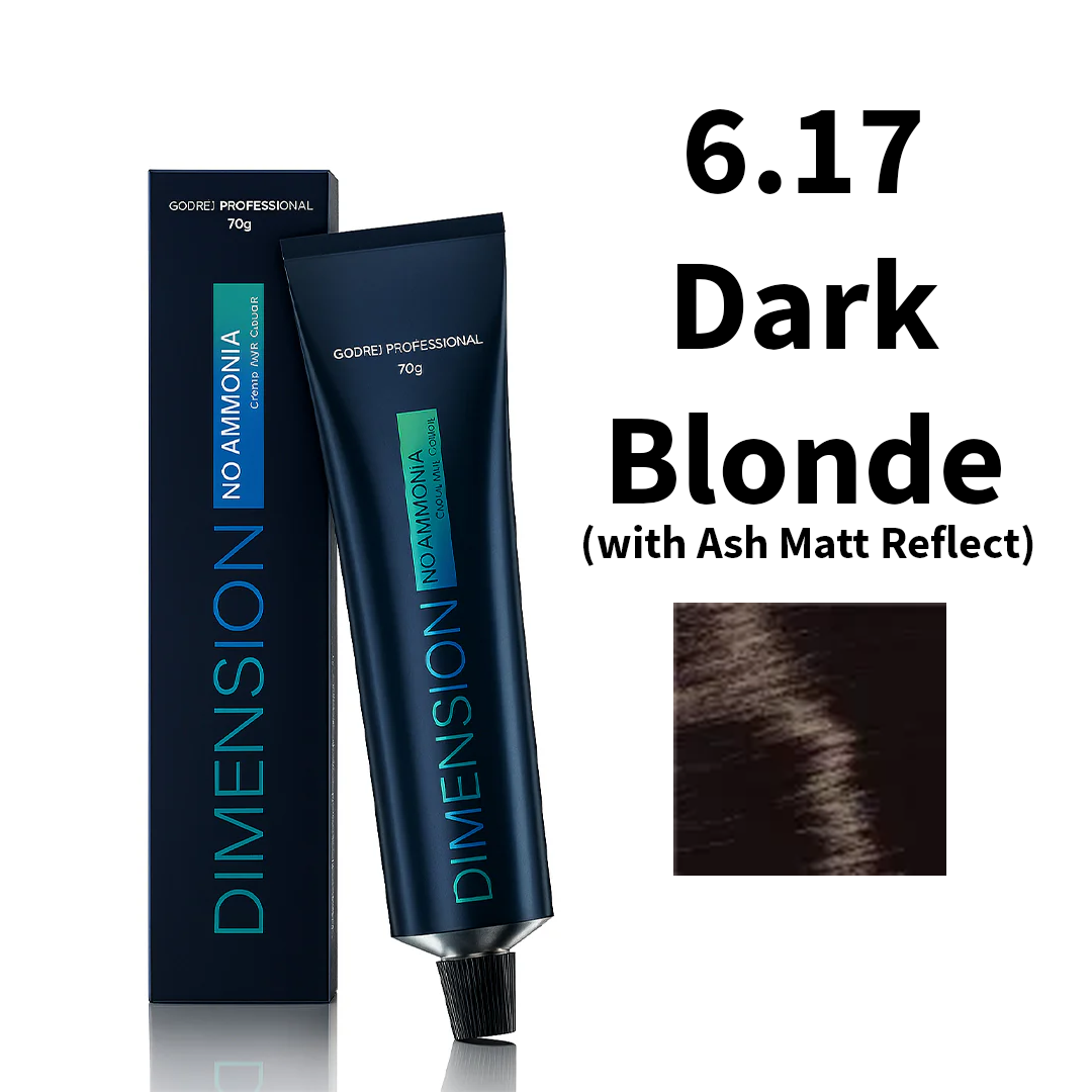 Godrej Professional Dimension No Ammonia Cream Hair Colour Ash Reflects 6.17 - Dark Blonde (with Ash Matt Reflect) 70g