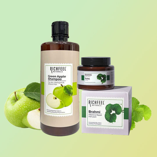 Richfeell Green apple shampoo 500ml With Brahmi hair pack 100g - Buy from Indicrest