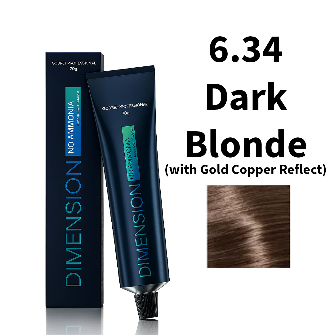 Godrej Professional Dimension No Ammonia Cream Hair Colour Gold Reflects 6.34 - Dark Blonde (with Gold Copper Reflect) 70g