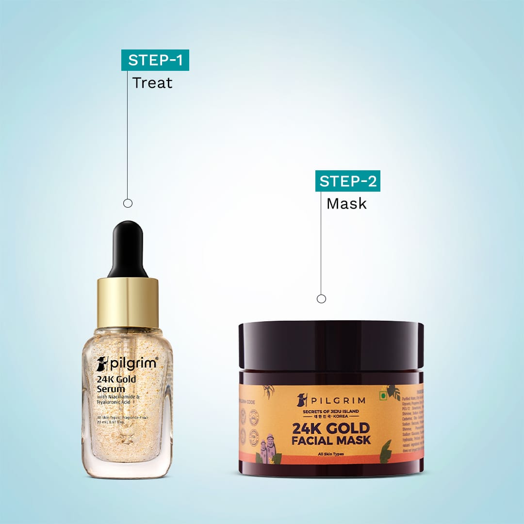 Pilgrim 24K Gold Skincare Kit, Facial Mask 50g + Serum 20ml - Image 5 - Buy from Indicrest