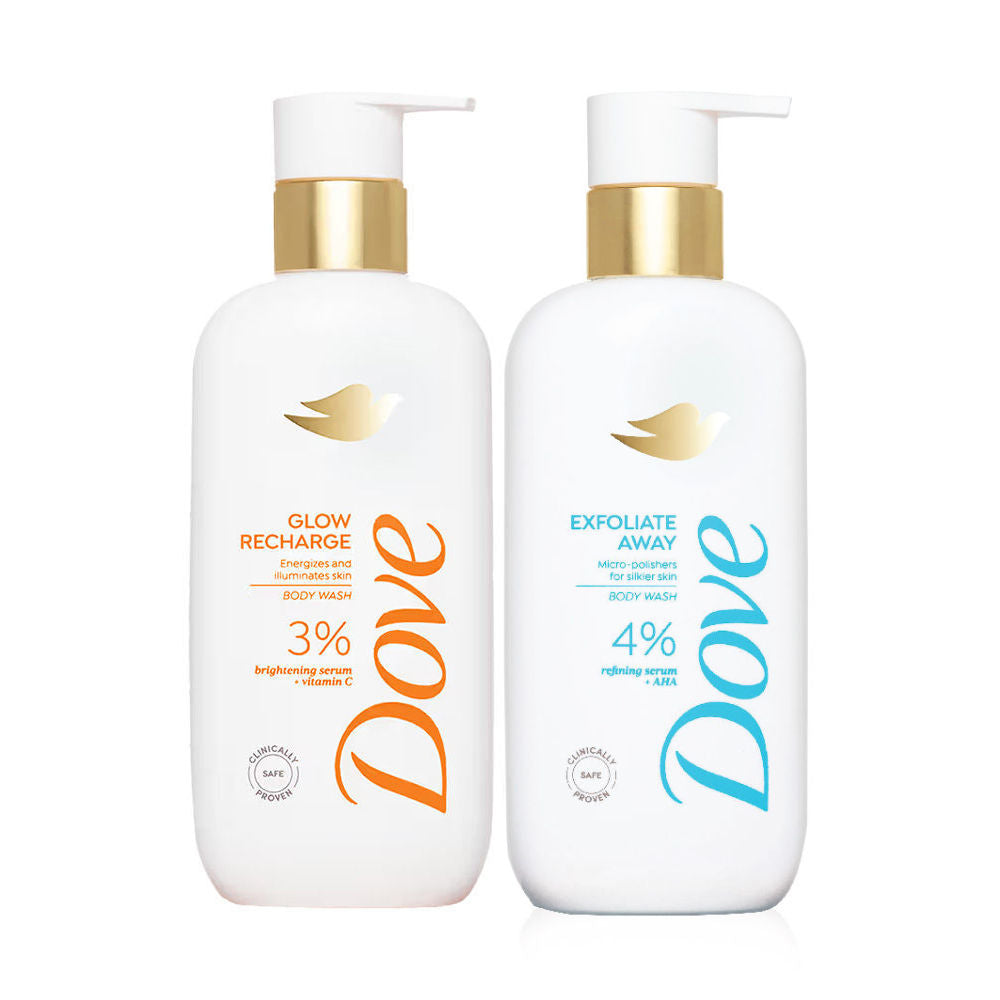 Dove Glow Recharge Exfoliating & Exfoliate Away Serum Body Wash Combo, 2 pieces Buy at Indicrest