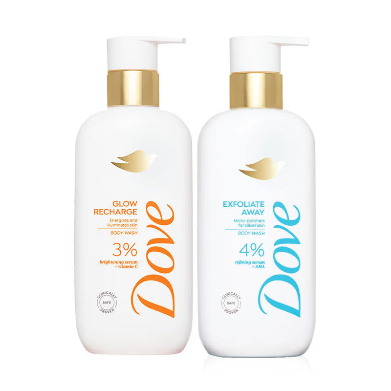 Dove Glow Recharge Exfoliating & Exfoliate Away Serum Body Wash Combo, 2 pieces Buy at Indicrest