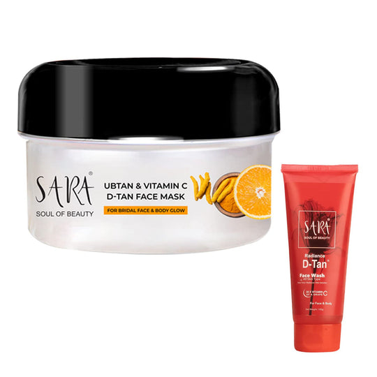 Sara Ubtan D-TAN Facemask with Vitamin C and Turmeric for glowing skin, with Radiance D-TAN Face Wash, 430g - Buy from Indicrest