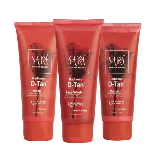 Sara Radiance D-TAN Anti-Blemish Combo Set Mask, Face Wash, Scrub, De-Tan for Men and Women, 3 X 100g - Buy from Indicrest