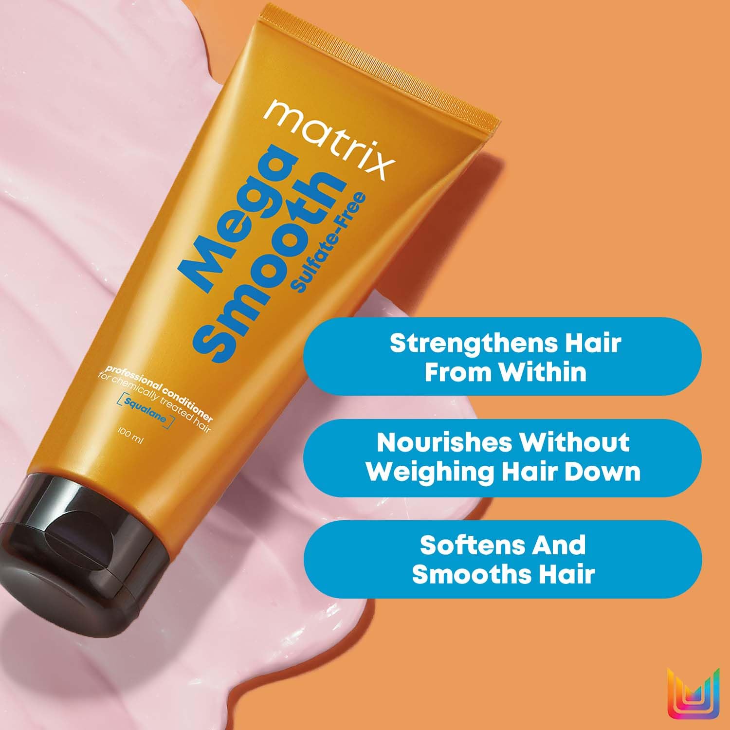 Matrix Mega Smooth Sulfate-free Conditioner with Squalene and Bonding Blend for Gentle Care and Bond Repair | Smoothens Hair | Safe for Chemically Treated Hair | 200ml - Image 4 - Buy from Indicrest