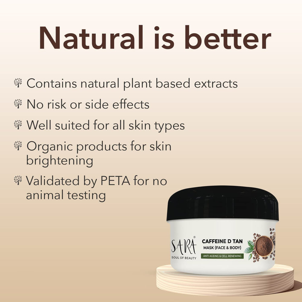 Sara D-Tan Caffeine Mask Pack For Instant Tan Removal and Brightening Glow, 330g - Image 5 - Buy from Indicrest
