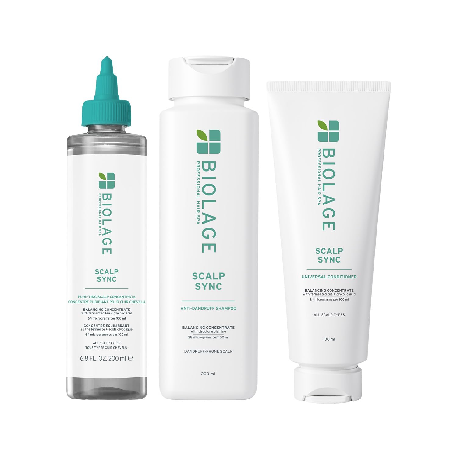 Biolage Scalp Sync Anti-Dandruff 3-Step Combo (Exfoliate+Shampoo+ Conditioner), Soothed and Hydrated Scalp for up to 72 hours, Enriched with Fermented Tea & Glycolic Acid, for Men and Women - Buy from Indicrest