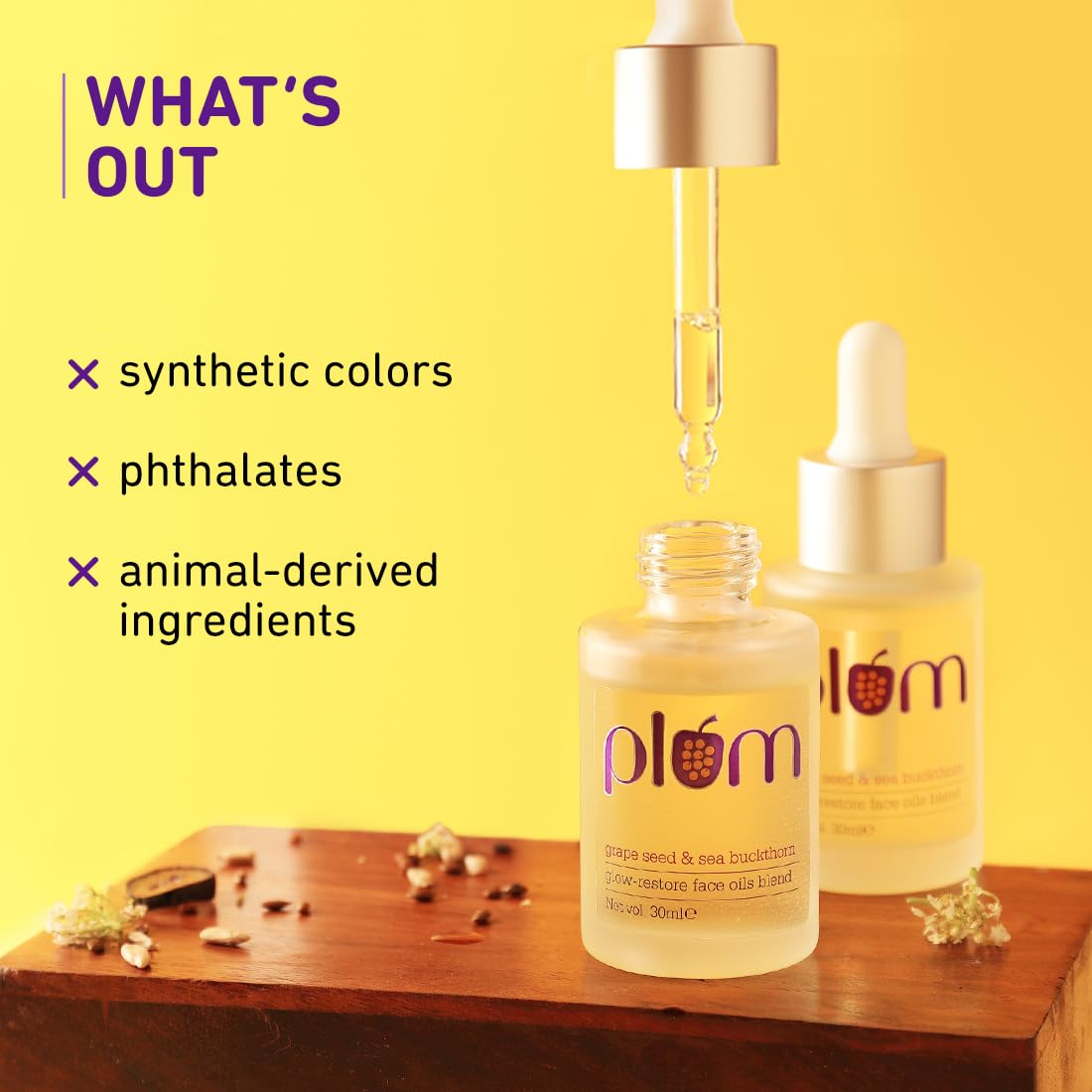 Plum Grape Seed & Sea Buckthorn Glow-Restore Face Oils Blend, 30ml