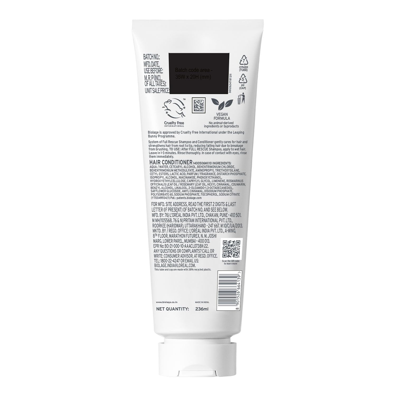 Biolage Full Rescue Anti-Breakage Conditioner, 74% less breakage & Reduces Hairfall - Image 10 - Buy from Indicrest