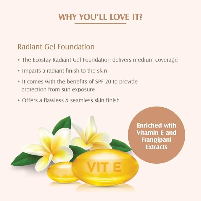 Lotus Herbals MakeUp Ecostay Radiant Gel Foundation, ESVanilla