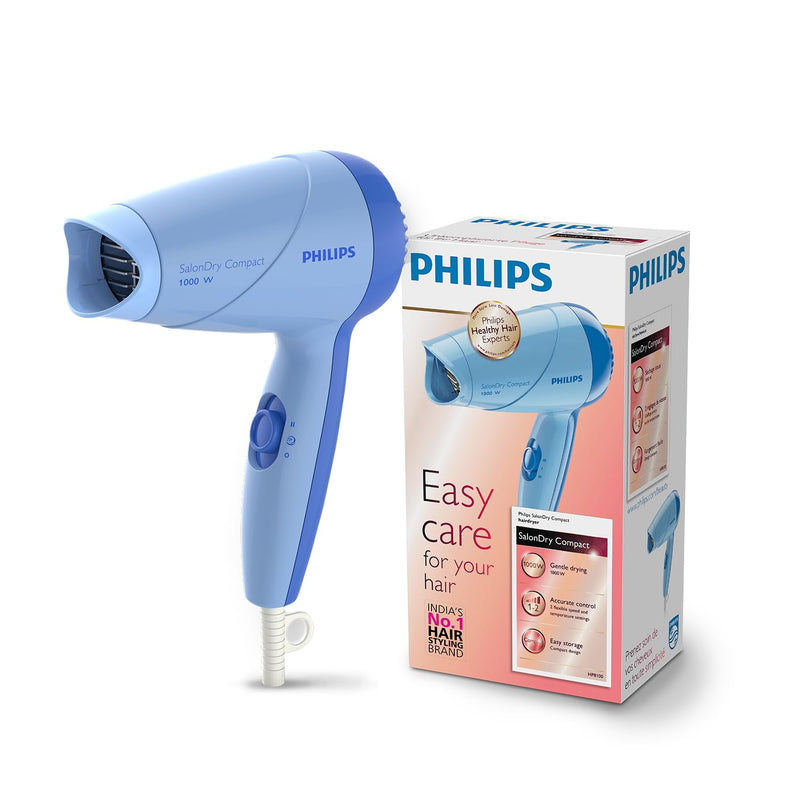 Philips India's No.1 Hair Styling Brand -Hair Dryer 1000W |Blow Dry for Men & Women | 2 Heat Settings| ThermoProtect tech |Travel-Friendly, Quick Dry, Frizz Control | For Indian Hair | HP8100/60 Buy at Indicrest