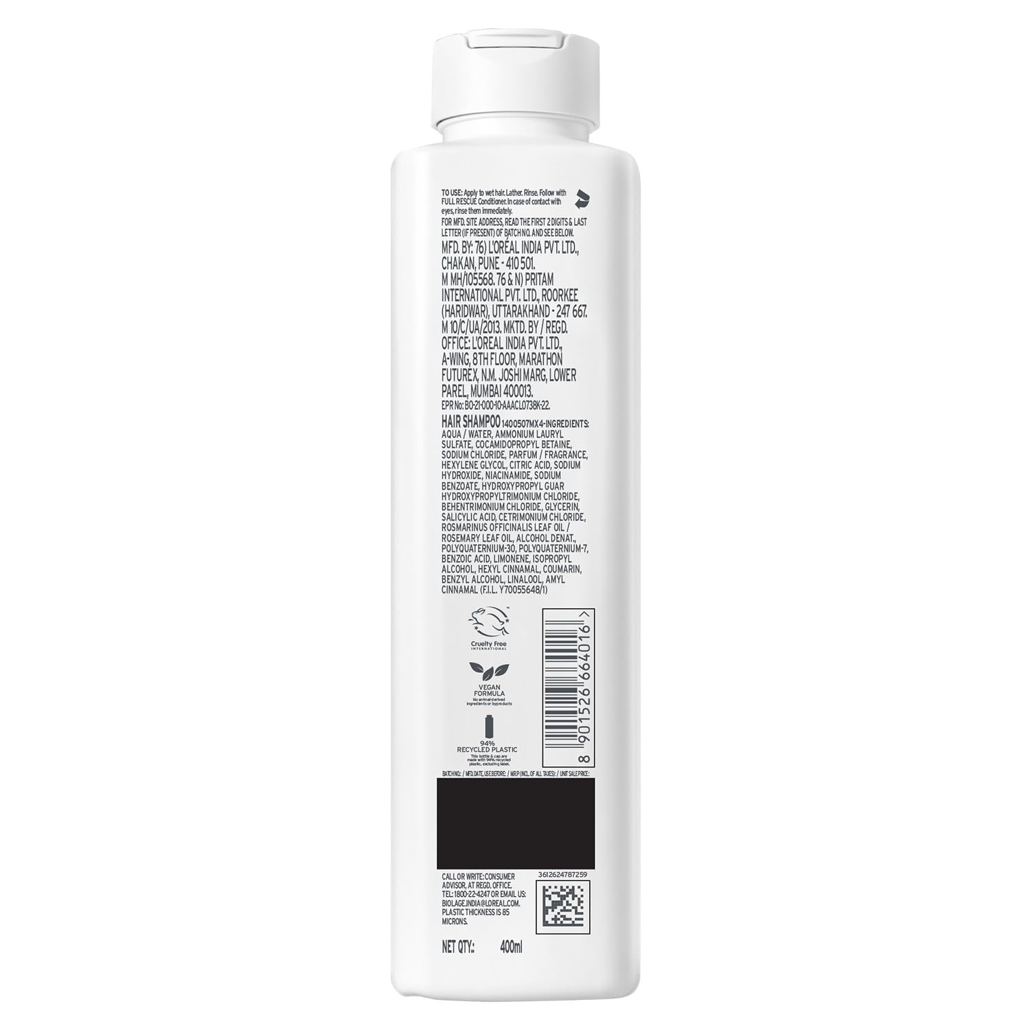 Biolage Full Rescue Anti-Breakage Shampoo, 74% less breakage & Reduces Hairfall,With Rosemary Oil & Niacinamide, Vegan & Cruelty-Free I For Men and Women - Image 10 - Buy from Indicrest