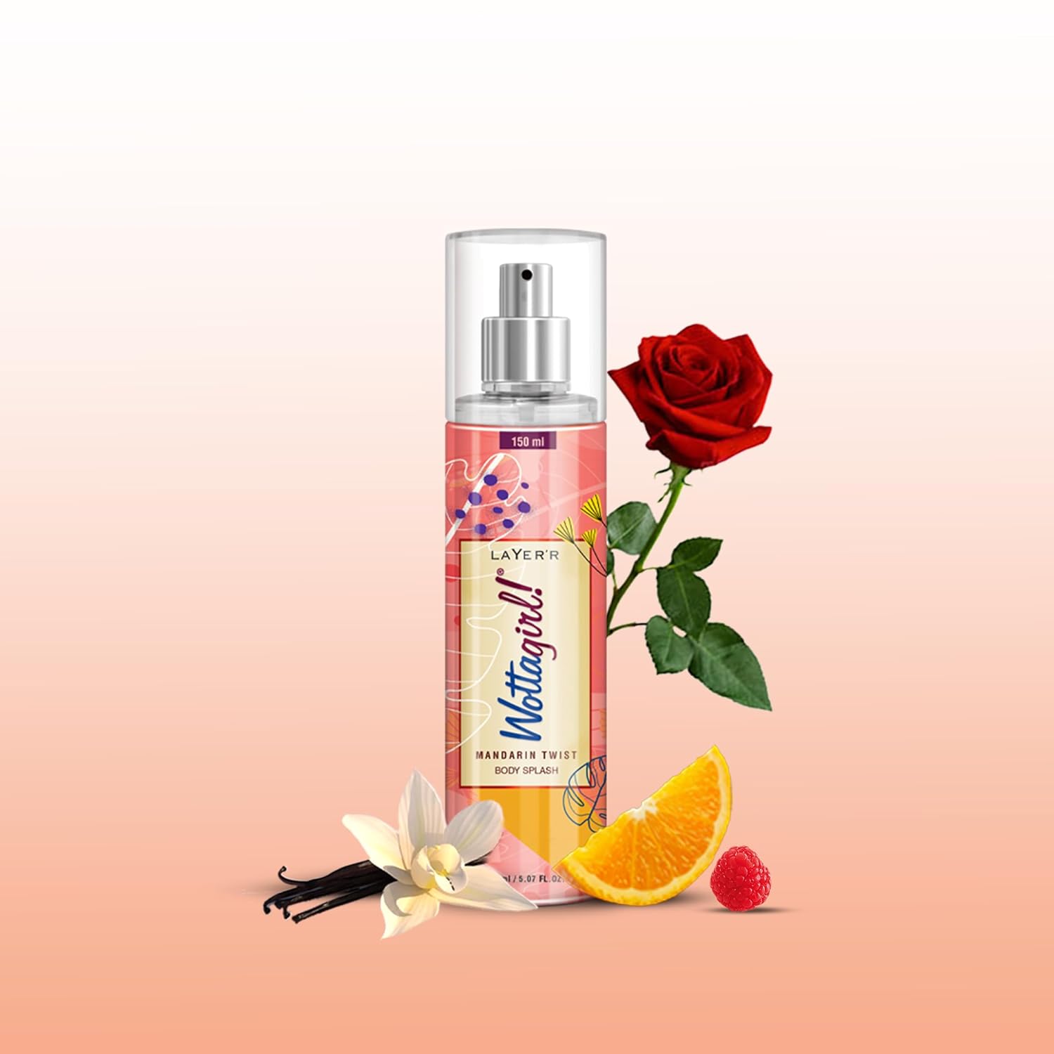 Wottagirl Wottagirl! Mandarin Twist Body Mist 150ml | Long-Lasting Fruity Fragrance for Women | Orange & Raspberry Notes - Buy from Indicrest