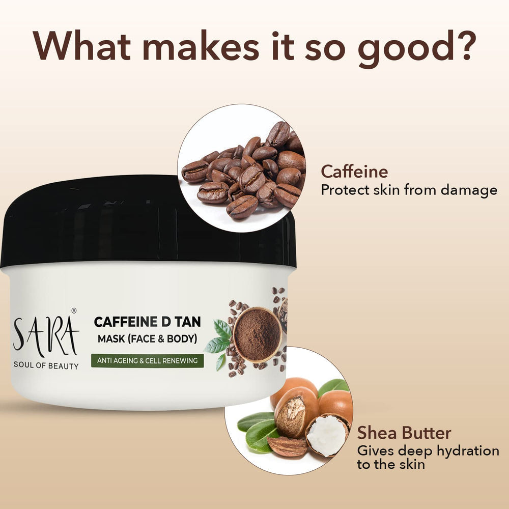 Sara D-Tan Caffeine Mask Pack For Instant Tan Removal and Brightening Glow, 330g - Image 3 - Buy from Indicrest