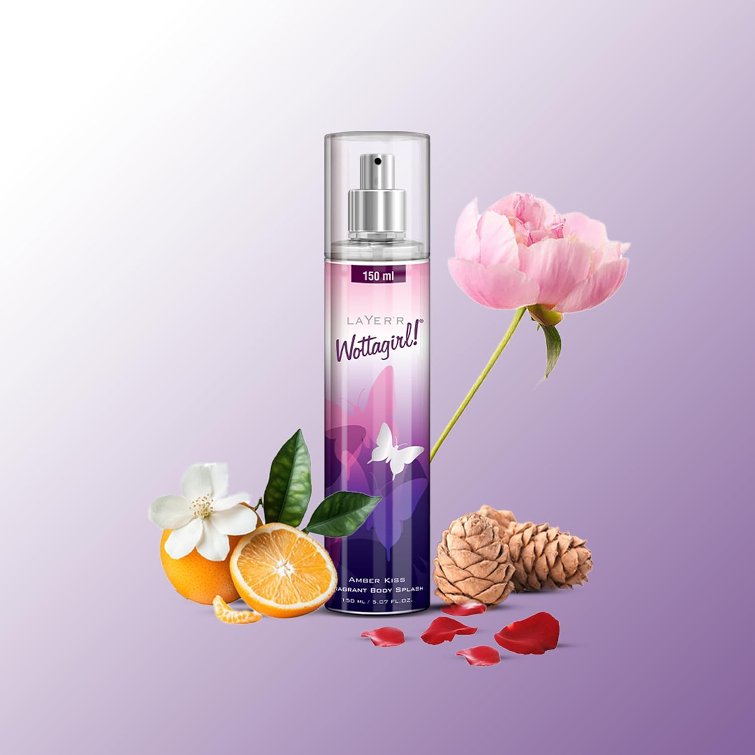 Wottagirl Wottagirl! Amber Kiss Body Splash 150ml | Playful & Fresh Floral Mist with Aquatic and Amber Notes | Long-Lasting, Skin-Friendly & Cruelty-Free Fragrance  - Buy from Indicrest
