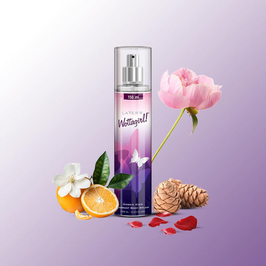 Wottagirl Wottagirl! Amber Kiss Body Splash 150ml | Playful & Fresh Floral Mist with Aquatic and Amber Notes | Long-Lasting, Skin-Friendly & Cruelty-Free Fragrance  - Buy from Indicrest