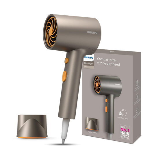 Philips India's No.1 Hair Styling Brand - Glass like Shine Hair Dryer 1600W, 4 Heat x Speed Modes, 30M Negativ, Cool Shot, Travel-Friendly, For Indian Hair, BHD321 Buy at Indicrest