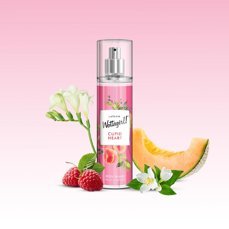 Wottagirl Wottagirl! Cupid Heart Body Splash, 135ml | Long-Lasting Fresh Fruity Floral Body Mist for Women | Melon, Red Fruits & Jasmine Notes - Buy from Indicrest