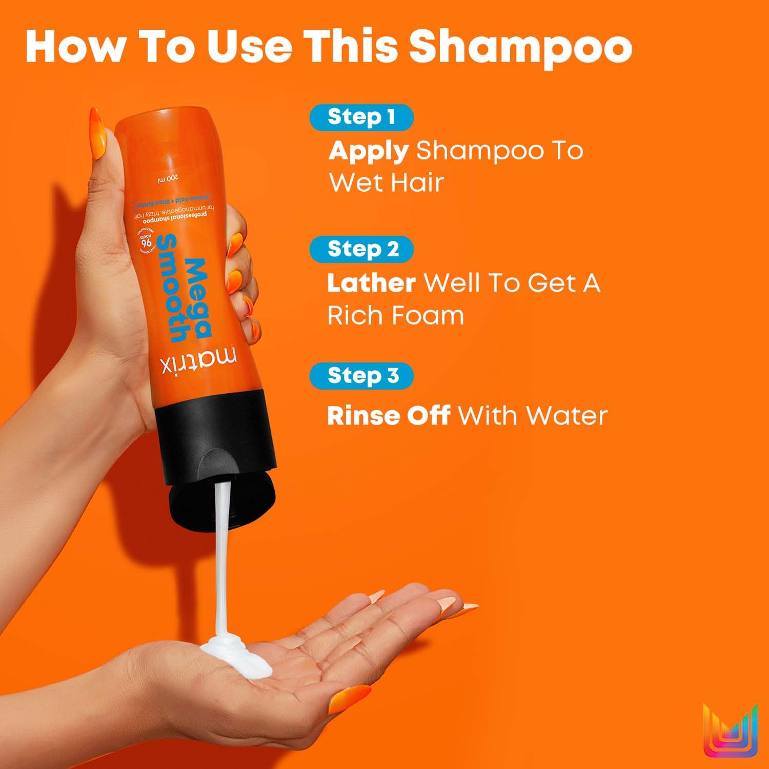 Matrix Mega Smooth Professional Shampoo with Shea Butter & Amino Acids, for Frizzy Hair | Max Smoothness for 4 Days | Used by 1 Lakh Hairstylists*| For All Hair Types | Paraben Free - Image 7 - Buy from Indicrest