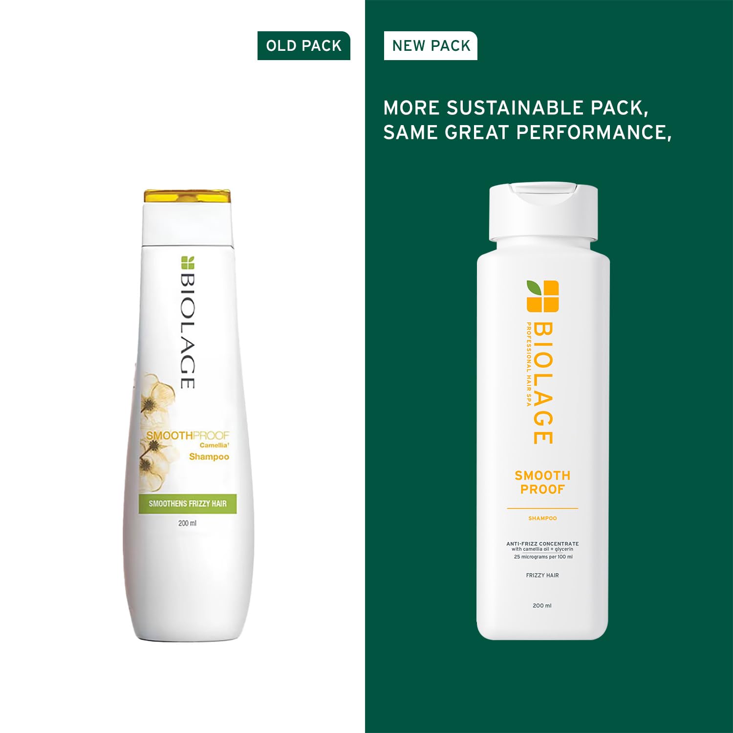 Biolage Professional Smoothproof Shampoo, 200ml + Serum 100ml Combo For Frizzy Hair Infused With Camellia Flower & Avocado