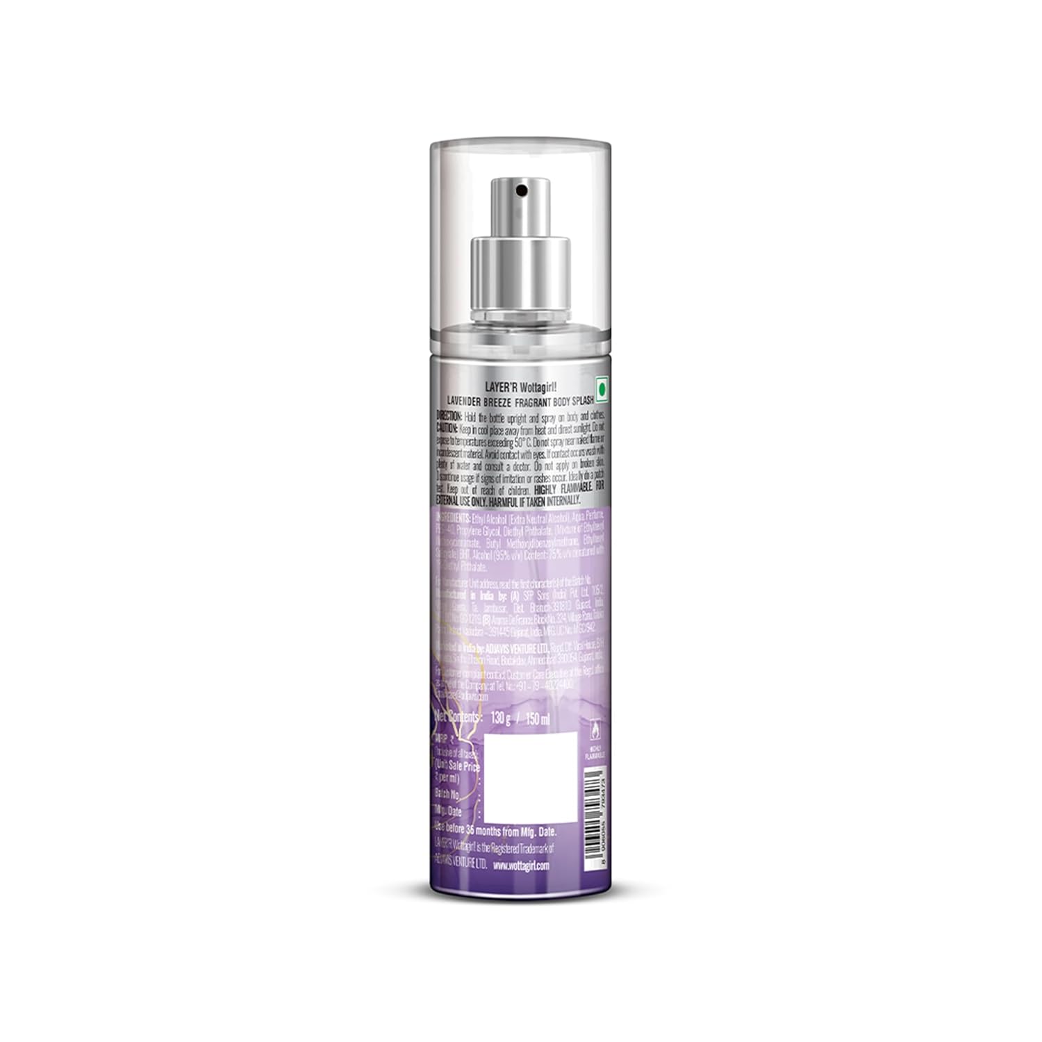 Wottagirl Wottagirl! Lavender Breeze Body Splash, 150ml | Long-Lasting Floral Fragrance for Women | Dreamy Lavender Notes | Soothing Scent, Skin-Friendly  - Image 6 - Buy from Indicrest