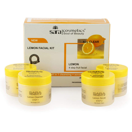 Sara Lemon Facial Kit, All in 1 ( Cleansing + Scrub + Cream + Mask ), Suitable For All Skin Type, 4 X 50g - Buy from Indicrest