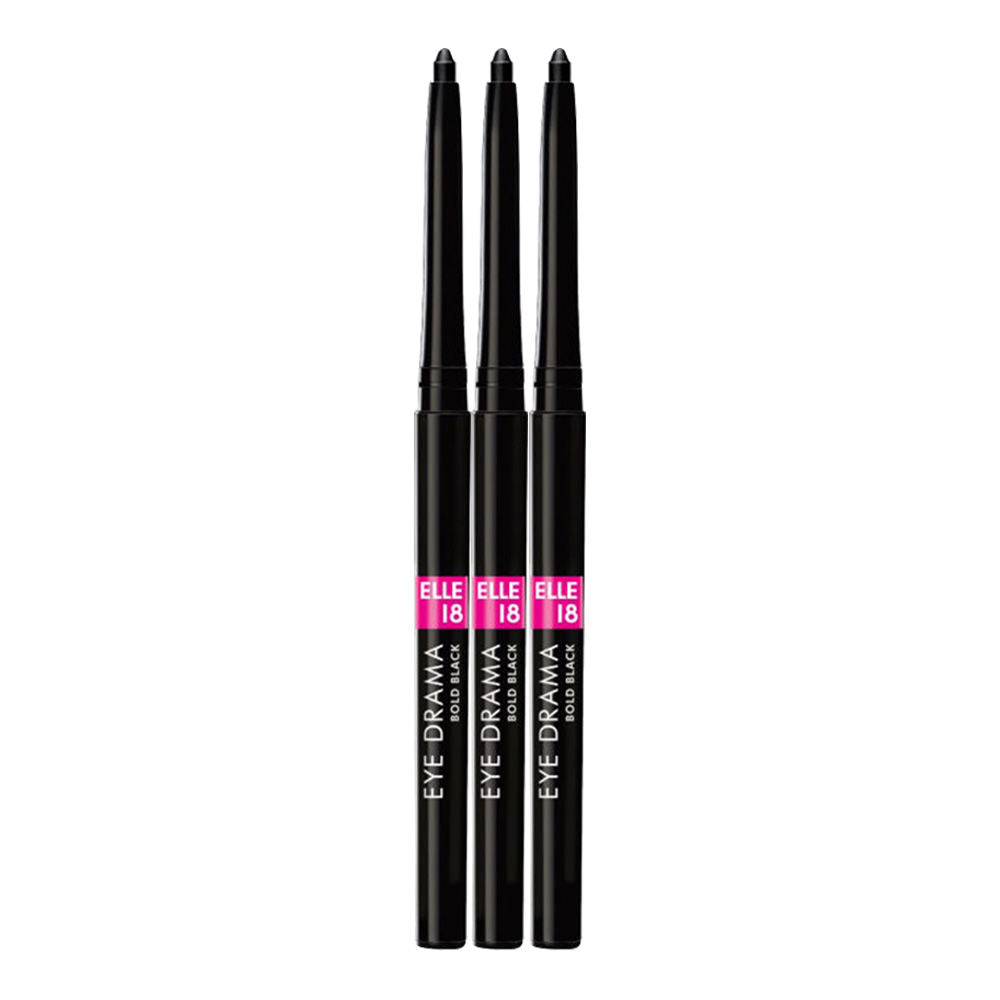 Elle 18 Eye Drama Kajal Bold Black - Pack Of 3 Combo, Each 1.05g Buy at Indicrest