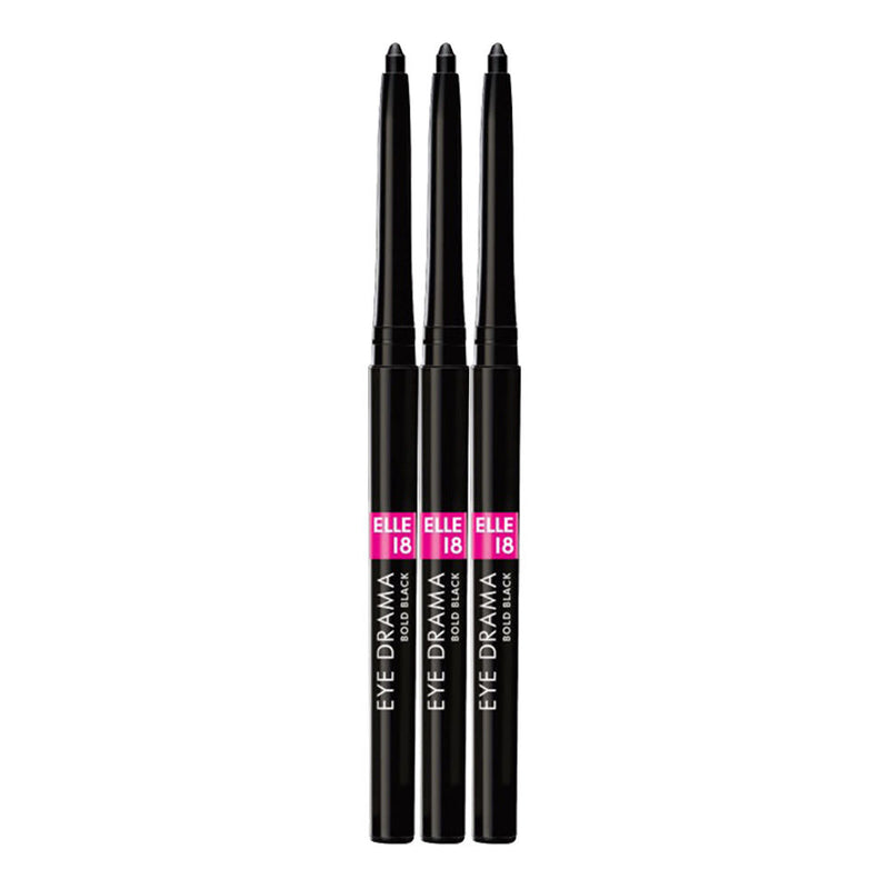 Elle 18 Eye Drama Kajal Bold Black - Pack Of 3 Combo, Each 1.05g Buy at Indicrest