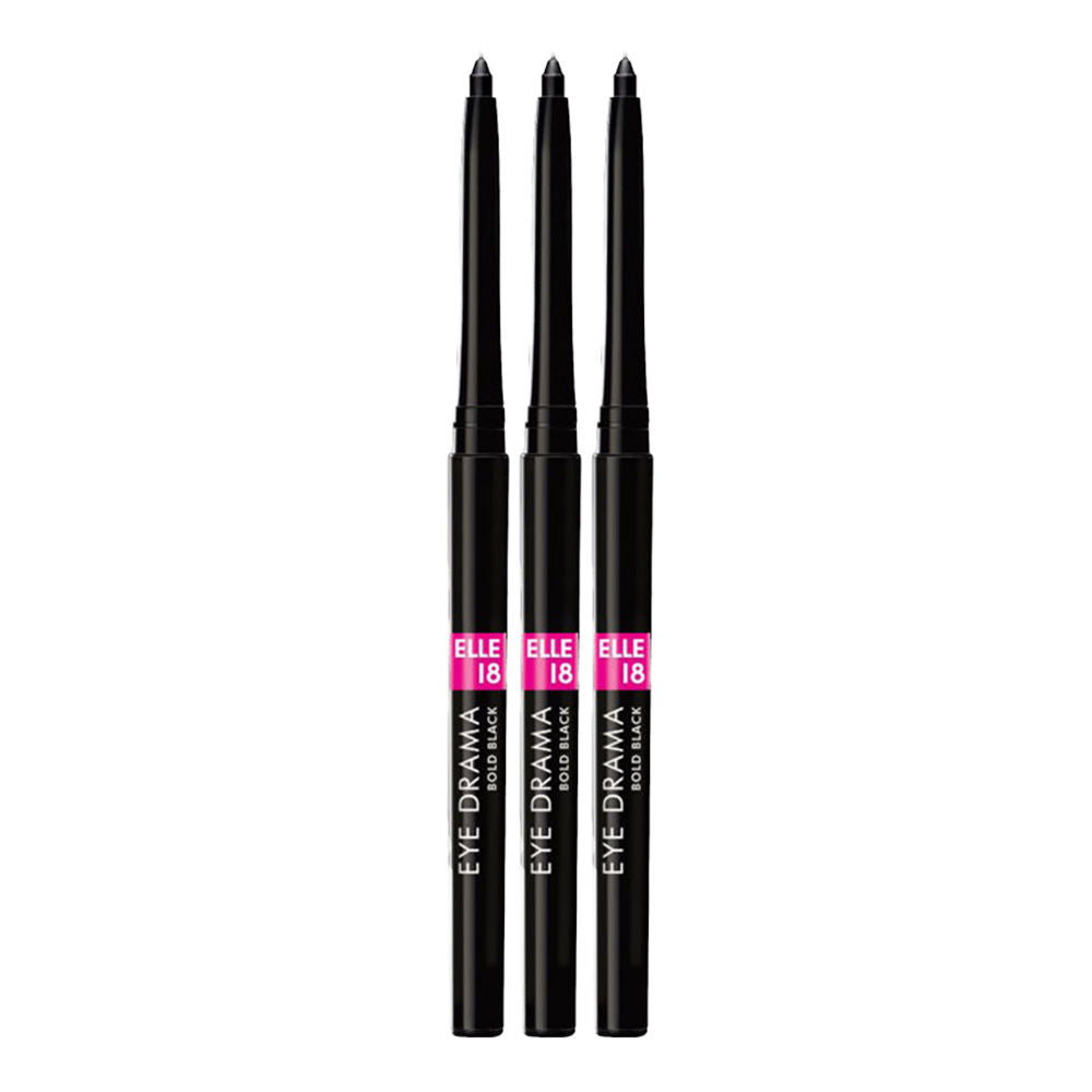 Elle 18 Eye Drama Kajal Bold Black Combo - Pack Of 3, Each 1.05g Buy at Indicrest